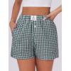 image:imageANRABESS Boxer Shorts for Women Gingham Pajama 2026 Summer Casual Lounge Sleep Plaid Shorts Y2K Beach BottomsDeep Green White Plaid