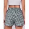 image:imageANRABESS Boxer Shorts for Women Gingham Pajama 2026 Summer Casual Lounge Sleep Plaid Shorts Y2K Beach BottomsDeep Green White Plaid
