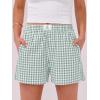 image:imageANRABESS Boxer Shorts for Women Gingham Pajama 2026 Summer Casual Lounge Sleep Plaid Shorts Y2K Beach BottomsGreen White Plaid