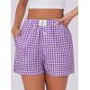 image:imageANRABESS Boxer Shorts for Women Gingham Pajama 2026 Summer Casual Lounge Sleep Plaid Shorts Y2K Beach BottomsPurple White Plaid