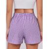 image:imageANRABESS Boxer Shorts for Women Gingham Pajama 2026 Summer Casual Lounge Sleep Plaid Shorts Y2K Beach BottomsPurple White Plaid