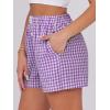 image:imageANRABESS Boxer Shorts for Women Gingham Pajama 2026 Summer Casual Lounge Sleep Plaid Shorts Y2K Beach BottomsPurple White Plaid
