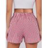 image:imageANRABESS Boxer Shorts for Women Gingham Pajama 2026 Summer Casual Lounge Sleep Plaid Shorts Y2K Beach BottomsRed White Plaid