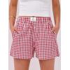 image:imageANRABESS Boxer Shorts for Women Gingham Pajama 2026 Summer Casual Lounge Sleep Plaid Shorts Y2K Beach BottomsRed White Plaid