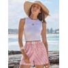 image:imageANRABESS Boxer Shorts for Women Gingham Pajama 2026 Summer Casual Lounge Sleep Plaid Shorts Y2K Beach BottomsRed White Stripe