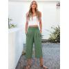 image:imageANRABESS Capris Pants for Women Summer Casual Loose Flowy High Waisted Smocked Palazzo 2026 Lounge Beach Cropped Trousers Grass Green