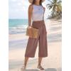 image:imageANRABESS Capris Pants for Women Summer Casual Loose Flowy High Waisted Smocked Palazzo 2026 Lounge Beach Cropped TrousersBrown