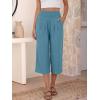 image:imageANRABESS Capris Pants for Women Summer Casual Loose Flowy High Waisted Smocked Palazzo 2026 Lounge Beach Cropped TrousersLake