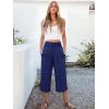 image:imageANRABESS Capris Pants for Women Summer Casual Loose Flowy High Waisted Smocked Palazzo 2026 Lounge Beach Cropped TrousersNavy Blue