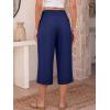 image:imageANRABESS Capris Pants for Women Summer Casual Loose Flowy High Waisted Smocked Palazzo 2026 Lounge Beach Cropped TrousersNavy Blue