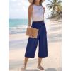 image:imageANRABESS Capris Pants for Women Summer Casual Loose Flowy High Waisted Smocked Palazzo 2026 Lounge Beach Cropped TrousersNavy Blue