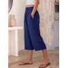 image:imageANRABESS Capris Pants for Women Summer Casual Loose Flowy High Waisted Smocked Palazzo 2026 Lounge Beach Cropped TrousersNavy Blue