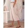 image:imageANRABESS Capris Pants for Women Summer Casual Loose Flowy High Waisted Smocked Palazzo 2026 Lounge Beach Cropped TrousersParchment