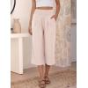 image:imageANRABESS Capris Pants for Women Summer Casual Loose Flowy High Waisted Smocked Palazzo 2026 Lounge Beach Cropped TrousersParchment