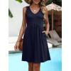 image:imageANRABESS Dresses for Women Beach Vacation Clothes V Neck Sleeveless Loose Flowy ALine Dress Summer Casual Short SundressNavy Blue