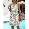 image:imageANRABESS Dresses for Women Beach Vacation Clothes V Neck Sleeveless Loose Flowy ALine Dress Summer Casual Short SundressWhite Colorful Leaf