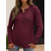 image:imageANRABESS Long Sleeve Shirts for Women Henley Tops Dressy Casual TShirts Blouses 2025 Fall Lightweight SweatersRust Red