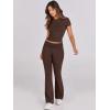 image:imageANRABESS Lounge Sets for Women 2 Piece Foldover Yoga Flare Leggings Pants Crop Tops Casual Y2K Outfits Matching Tracksuit SetBrown