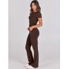 image:imageANRABESS Lounge Sets for Women 2 Piece Foldover Yoga Flare Leggings Pants Crop Tops Casual Y2K Outfits Matching Tracksuit SetBrown