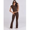 image:imageANRABESS Lounge Sets for Women 2 Piece Foldover Yoga Flare Leggings Pants Crop Tops Casual Y2K Outfits Matching Tracksuit SetBrown