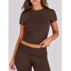 image:imageANRABESS Lounge Sets for Women 2 Piece Foldover Yoga Flare Leggings Pants Crop Tops Casual Y2K Outfits Matching Tracksuit SetBrown