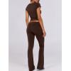 image:imageANRABESS Lounge Sets for Women 2 Piece Foldover Yoga Flare Leggings Pants Crop Tops Casual Y2K Outfits Matching Tracksuit SetBrown