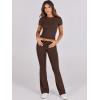 image:imageANRABESS Lounge Sets for Women 2 Piece Foldover Yoga Flare Leggings Pants Crop Tops Casual Y2K Outfits Matching Tracksuit SetBrown
