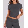 image:imageANRABESS Lounge Sets for Women 2 Piece Foldover Yoga Flare Leggings Pants Crop Tops Casual Y2K Outfits Matching Tracksuit SetDark Gray