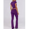 image:imageANRABESS Lounge Sets for Women 2 Piece Foldover Yoga Flare Leggings Pants Crop Tops Casual Y2K Outfits Matching Tracksuit SetDeep Purple