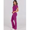 image:imageANRABESS Lounge Sets for Women 2 Piece Foldover Yoga Flare Leggings Pants Crop Tops Casual Y2K Outfits Matching Tracksuit SetHot Pink