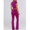 image:imageANRABESS Lounge Sets for Women 2 Piece Foldover Yoga Flare Leggings Pants Crop Tops Casual Y2K Outfits Matching Tracksuit SetHot Pink