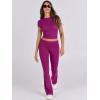 image:imageANRABESS Lounge Sets for Women 2 Piece Foldover Yoga Flare Leggings Pants Crop Tops Casual Y2K Outfits Matching Tracksuit SetHot Pink