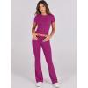 image:imageANRABESS Lounge Sets for Women 2 Piece Foldover Yoga Flare Leggings Pants Crop Tops Casual Y2K Outfits Matching Tracksuit SetHot Pink