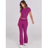 image:imageANRABESS Lounge Sets for Women 2 Piece Foldover Yoga Flare Leggings Pants Crop Tops Casual Y2K Outfits Matching Tracksuit SetHot Pink