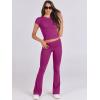 image:imageANRABESS Lounge Sets for Women 2 Piece Foldover Yoga Flare Leggings Pants Crop Tops Casual Y2K Outfits Matching Tracksuit SetHot Pink