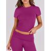 image:imageANRABESS Lounge Sets for Women 2 Piece Foldover Yoga Flare Leggings Pants Crop Tops Casual Y2K Outfits Matching Tracksuit SetHot Pink