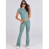 image:imageANRABESS Lounge Sets for Women 2 Piece Foldover Yoga Flare Leggings Pants Crop Tops Casual Y2K Outfits Matching Tracksuit SetLake Green