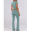 image:imageANRABESS Lounge Sets for Women 2 Piece Foldover Yoga Flare Leggings Pants Crop Tops Casual Y2K Outfits Matching Tracksuit SetLake Green