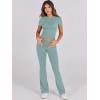 image:imageANRABESS Lounge Sets for Women 2 Piece Foldover Yoga Flare Leggings Pants Crop Tops Casual Y2K Outfits Matching Tracksuit SetLake Green