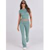 image:imageANRABESS Lounge Sets for Women 2 Piece Foldover Yoga Flare Leggings Pants Crop Tops Casual Y2K Outfits Matching Tracksuit SetLake Green