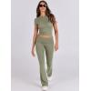 image:imageANRABESS Lounge Sets for Women 2 Piece Foldover Yoga Flare Leggings Pants Crop Tops Casual Y2K Outfits Matching Tracksuit SetOlive