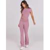 image:imageANRABESS Lounge Sets for Women 2 Piece Foldover Yoga Flare Leggings Pants Crop Tops Casual Y2K Outfits Matching Tracksuit SetPink