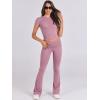 image:imageANRABESS Lounge Sets for Women 2 Piece Foldover Yoga Flare Leggings Pants Crop Tops Casual Y2K Outfits Matching Tracksuit SetPink