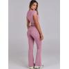 image:imageANRABESS Lounge Sets for Women 2 Piece Foldover Yoga Flare Leggings Pants Crop Tops Casual Y2K Outfits Matching Tracksuit SetPink