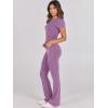 image:imageANRABESS Lounge Sets for Women 2 Piece Foldover Yoga Flare Leggings Pants Crop Tops Casual Y2K Outfits Matching Tracksuit SetPurple