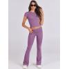 image:imageANRABESS Lounge Sets for Women 2 Piece Foldover Yoga Flare Leggings Pants Crop Tops Casual Y2K Outfits Matching Tracksuit SetPurple