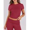 image:imageANRABESS Lounge Sets for Women 2 Piece Foldover Yoga Flare Leggings Pants Crop Tops Casual Y2K Outfits Matching Tracksuit SetRed