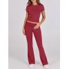 image:imageANRABESS Lounge Sets for Women 2 Piece Foldover Yoga Flare Leggings Pants Crop Tops Casual Y2K Outfits Matching Tracksuit SetRed