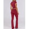 image:imageANRABESS Lounge Sets for Women 2 Piece Foldover Yoga Flare Leggings Pants Crop Tops Casual Y2K Outfits Matching Tracksuit SetRed