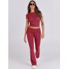 image:imageANRABESS Lounge Sets for Women 2 Piece Foldover Yoga Flare Leggings Pants Crop Tops Casual Y2K Outfits Matching Tracksuit SetRed
